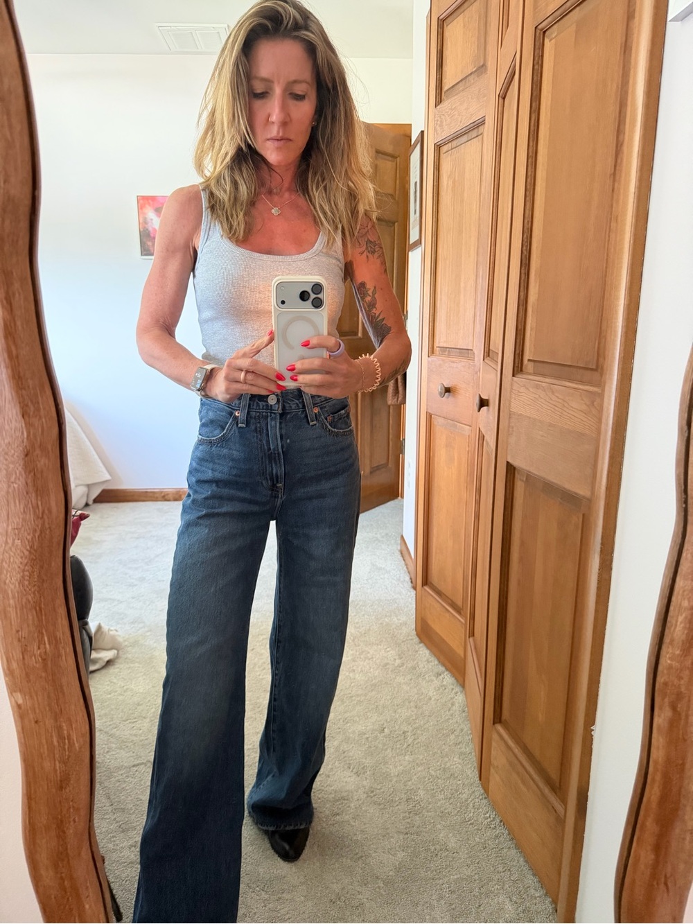 Levi’s Premium Ribcage Wide Leg High-Rise Dark Blue Jeans